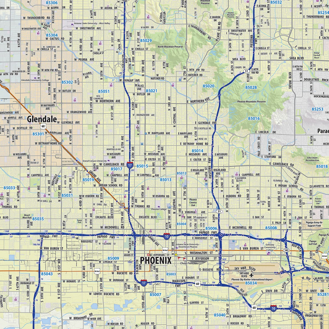 Phoenix Metro Area with Shaded Relief