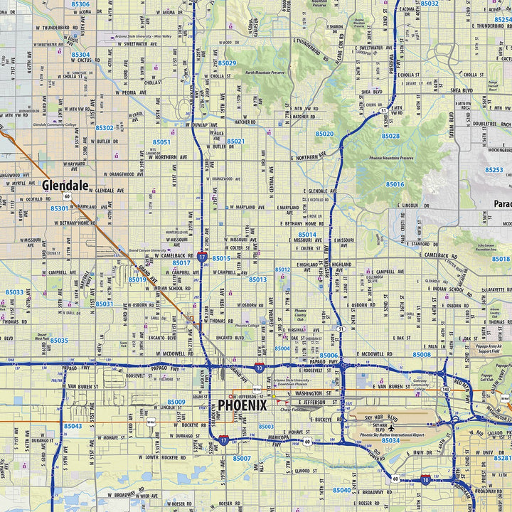 Phoenix Metro Area with Shaded Relief