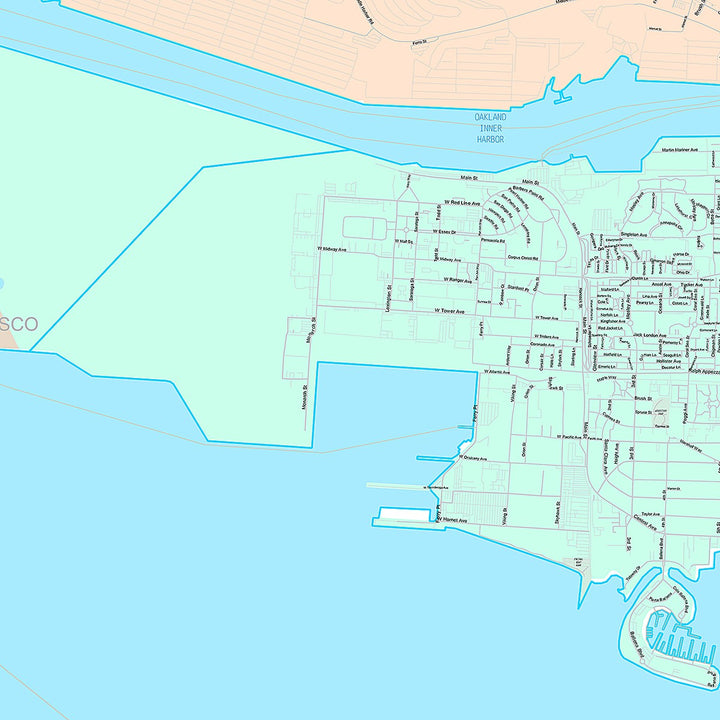 Premium Style Wall Map of Alameda, CA