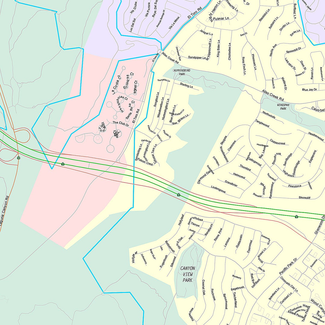 Premium Style Wall Map of Aliso Viejo, CA
