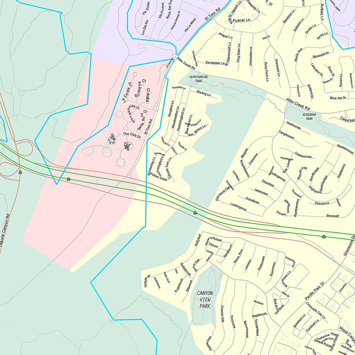 Premium Style Wall Map of Aliso Viejo, CA
