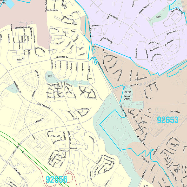 Premium Style Wall Map of Aliso Viejo, CA