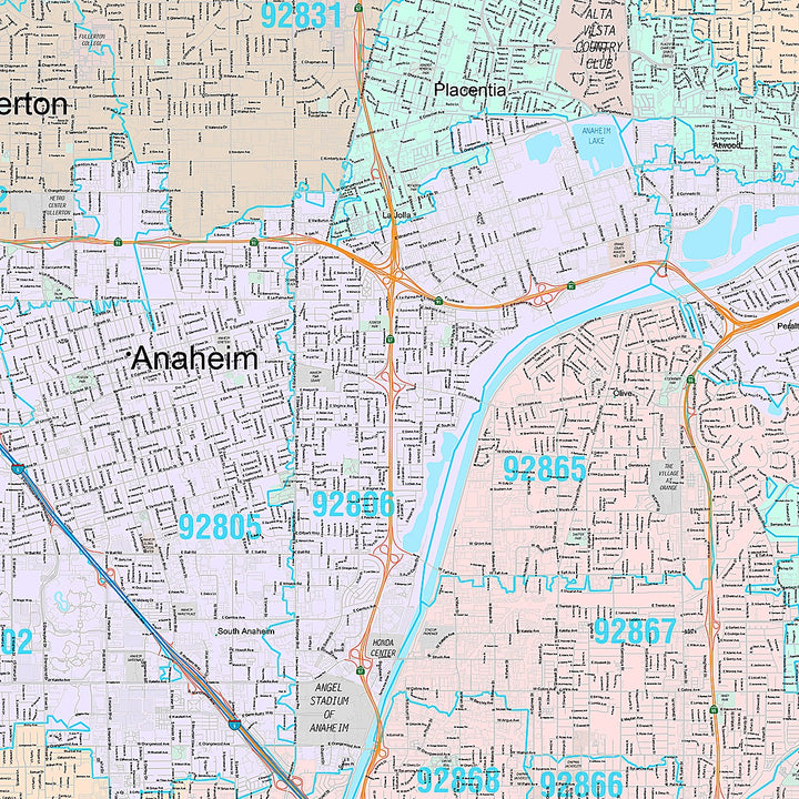 Premium Style Wall Map of Anaheim CA