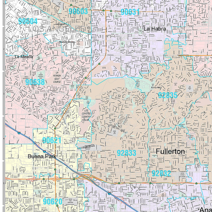 Premium Style Wall Map of Anaheim CA