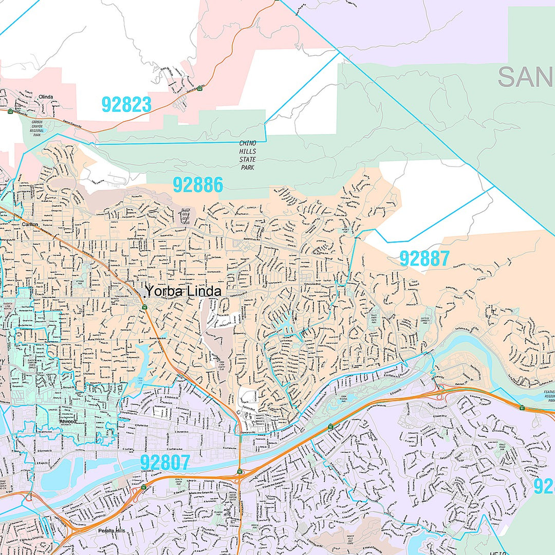 Premium Style Wall Map of Anaheim CA