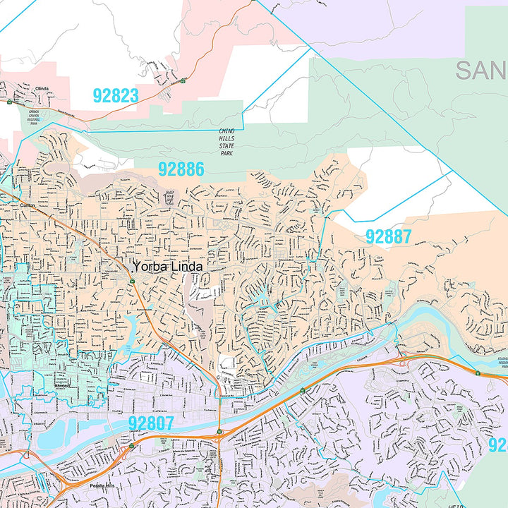 Premium Style Wall Map of Anaheim CA