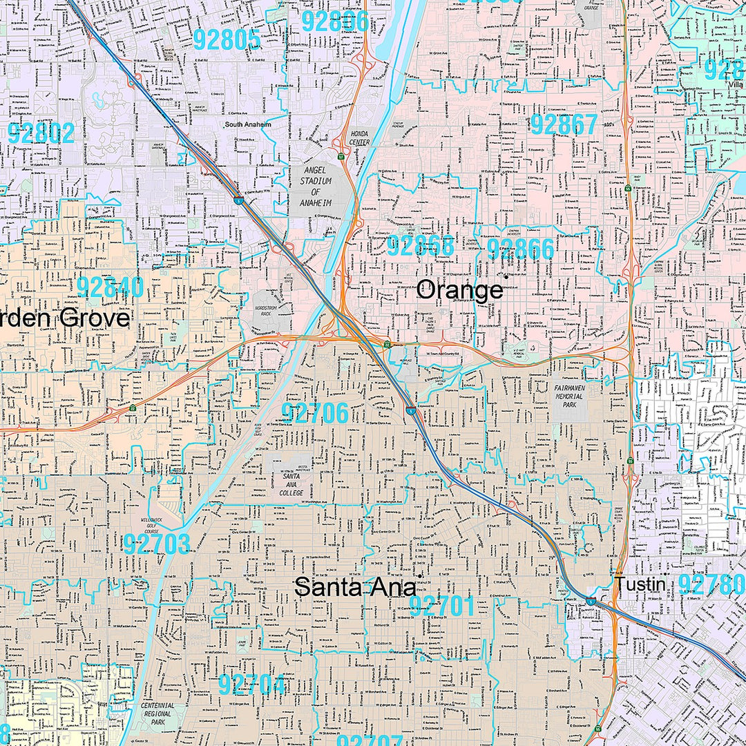 Premium Style Wall Map of Anaheim CA