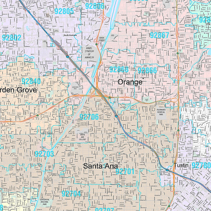 Premium Style Wall Map of Anaheim CA