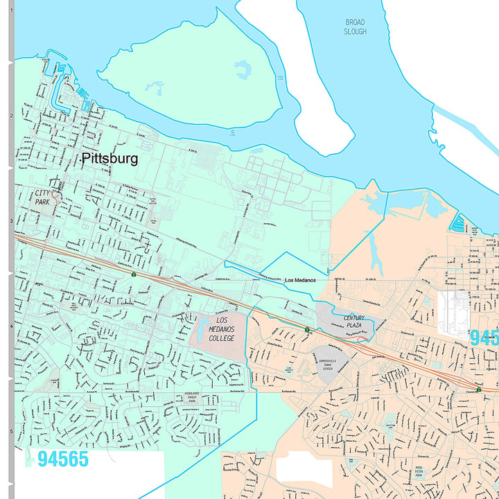 Premium Style Wall Map of Antioch, CA