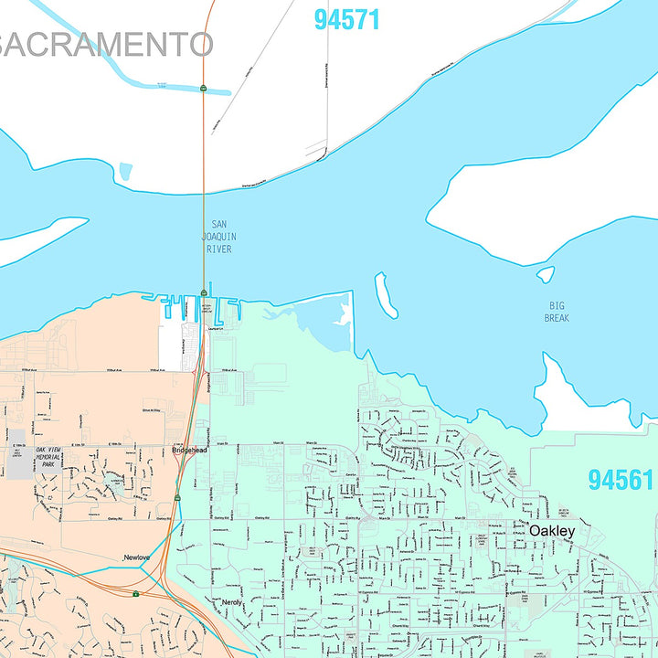 Premium Style Wall Map of Antioch, CA