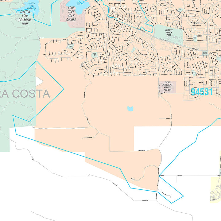 Premium Style Wall Map of Antioch, CA