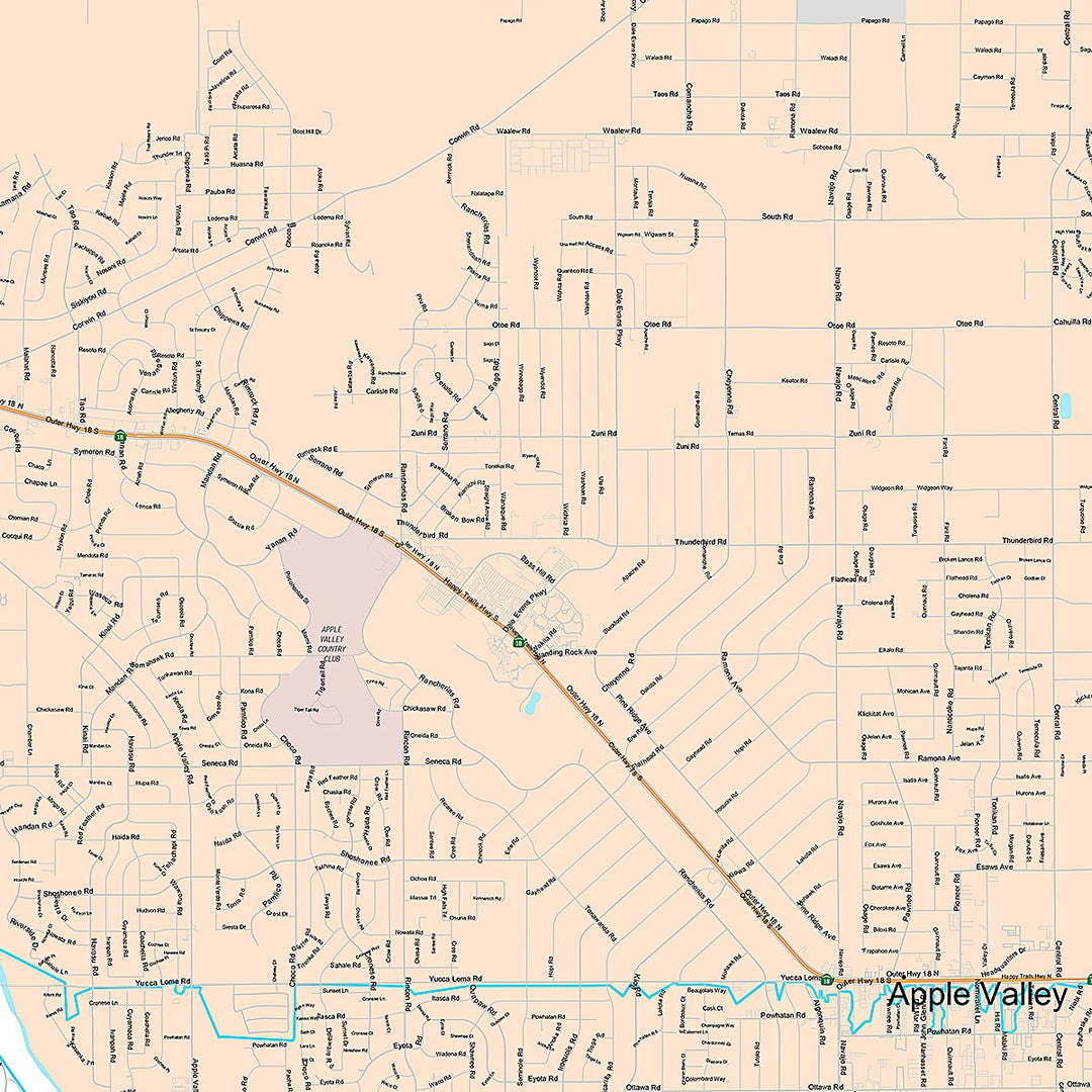 Premium Style Wall Map of Apple Valley, CA
