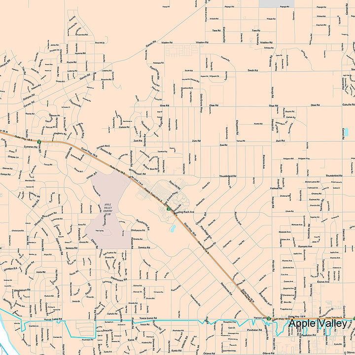 Premium Style Wall Map of Apple Valley, CA