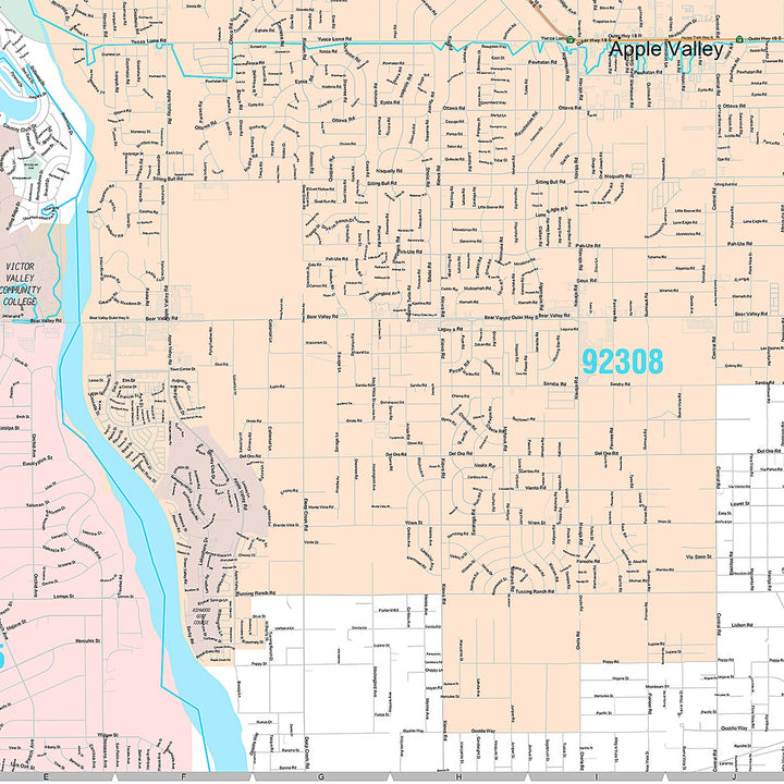 Premium Style Wall Map of Apple Valley, CA