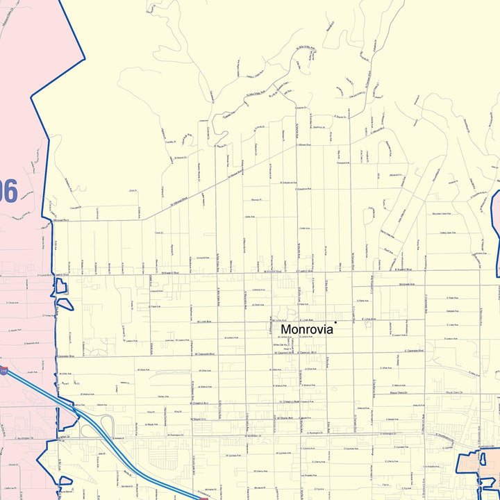 Color Cast Zip Code Style Wall Map of Arcadia, CA