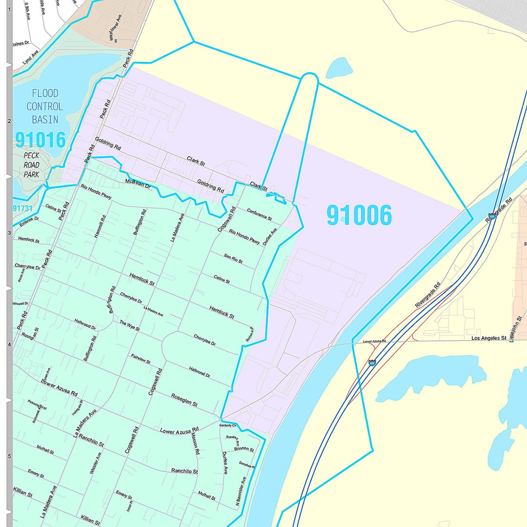 Premium Style Wall Map of Baldwin Park, CA
