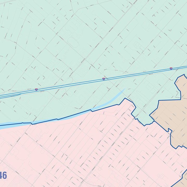 Color Cast Zip Code Style Wall Map of Baldwin Park, CA