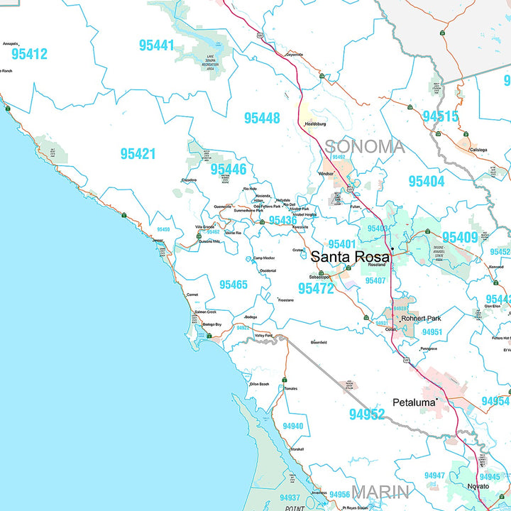Premium Style Wall Map of Bay Area, CA