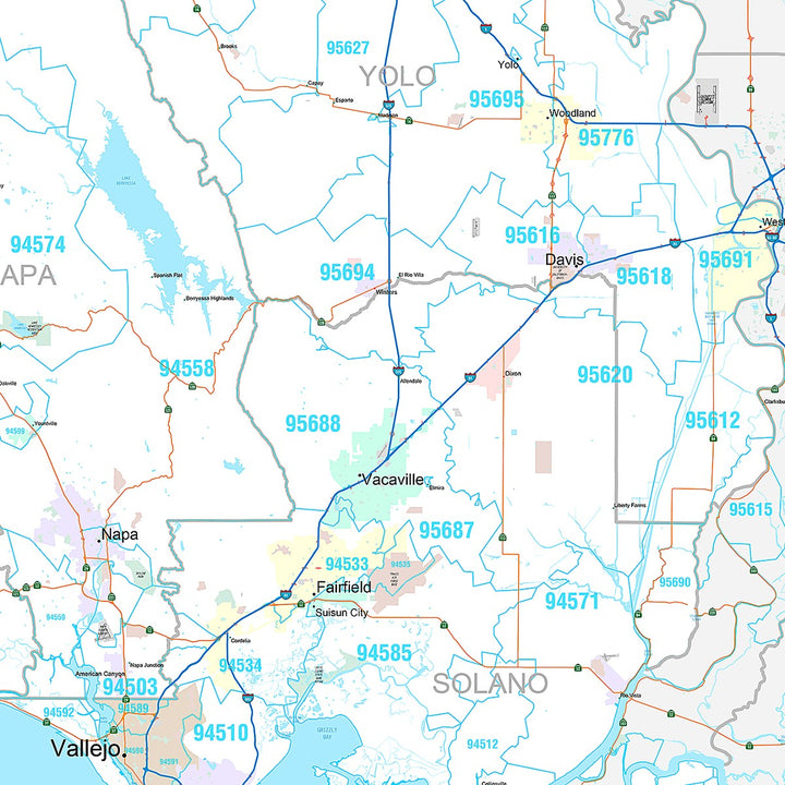 Premium Style Wall Map of Bay Area, CA