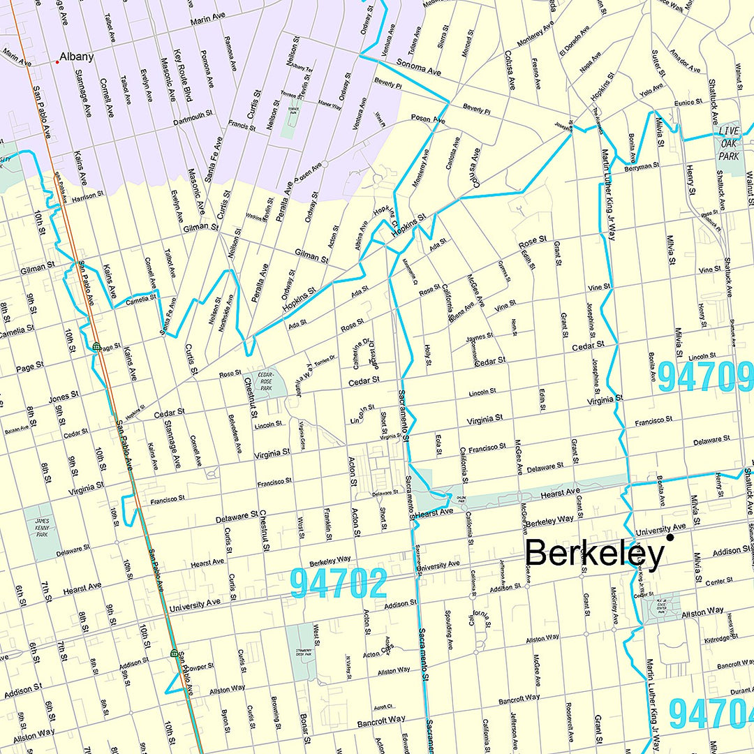 Premium Style Wall Map of Berkeley, CA