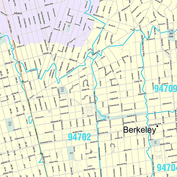 Premium Style Wall Map of Berkeley, CA