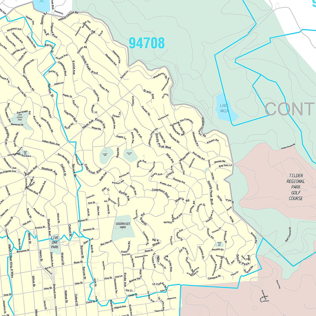 Premium Style Wall Map of Berkeley, CA