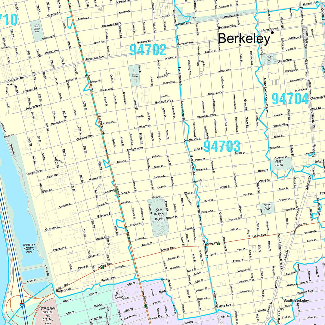 Premium Style Wall Map of Berkeley, CA