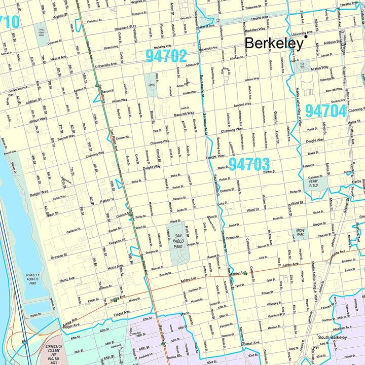 Premium Style Wall Map of Berkeley, CA