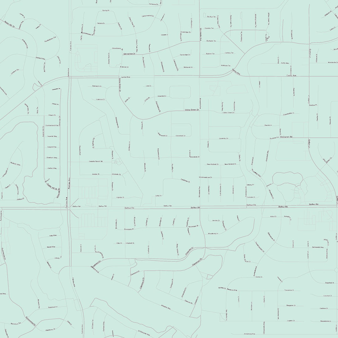 Color Cast Zip Code Style Wall Map of Brentwood, CA