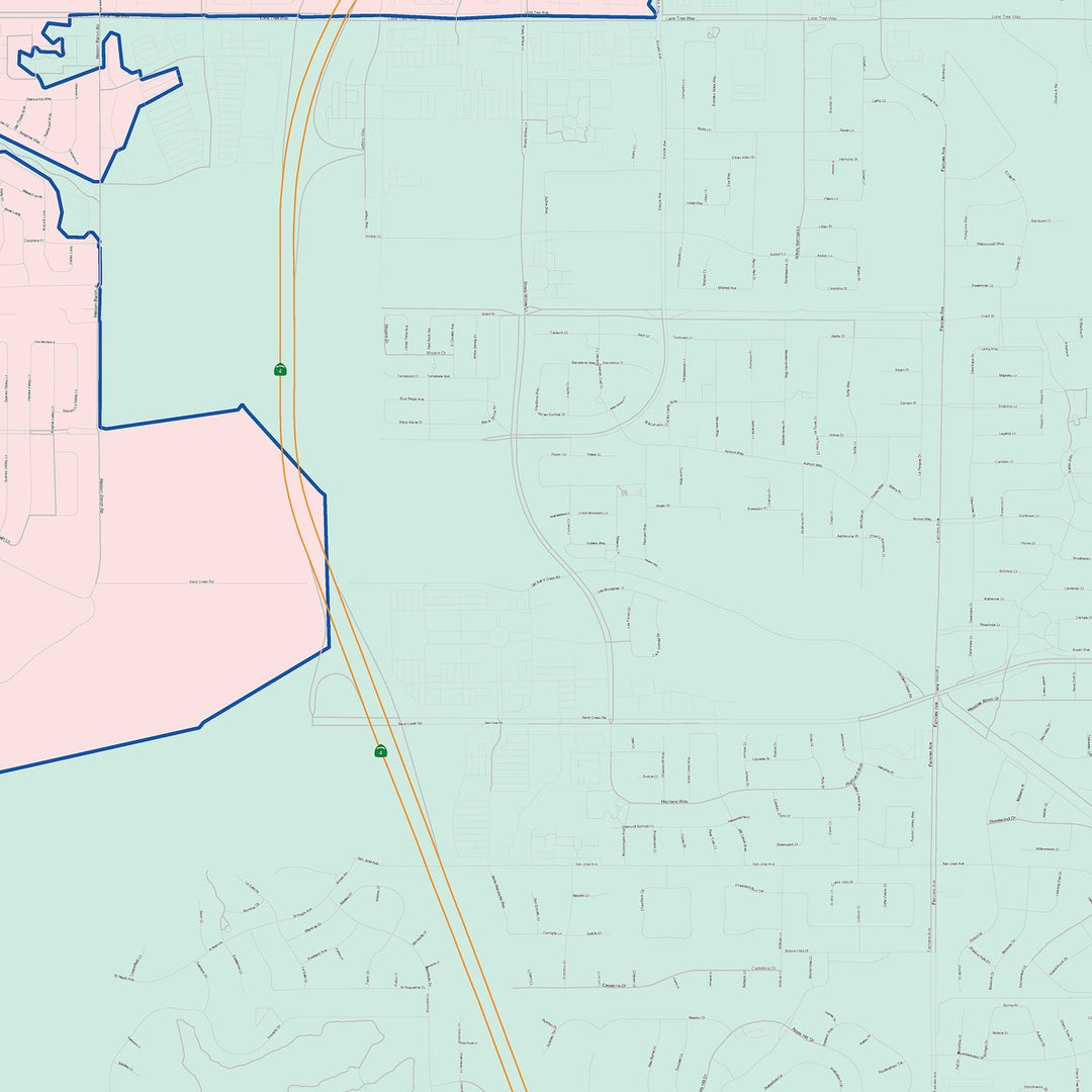 Color Cast Zip Code Style Wall Map of Brentwood, CA