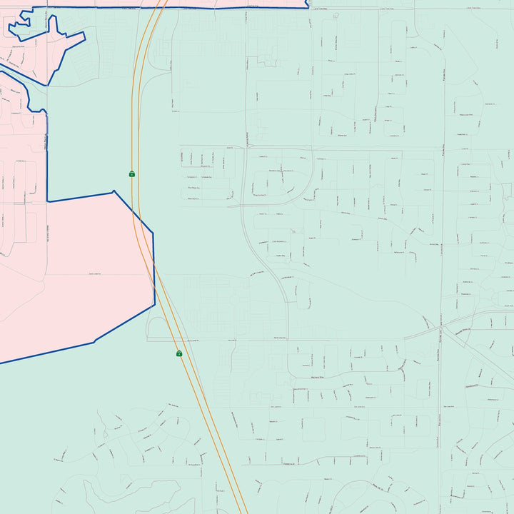 Color Cast Zip Code Style Wall Map of Brentwood, CA