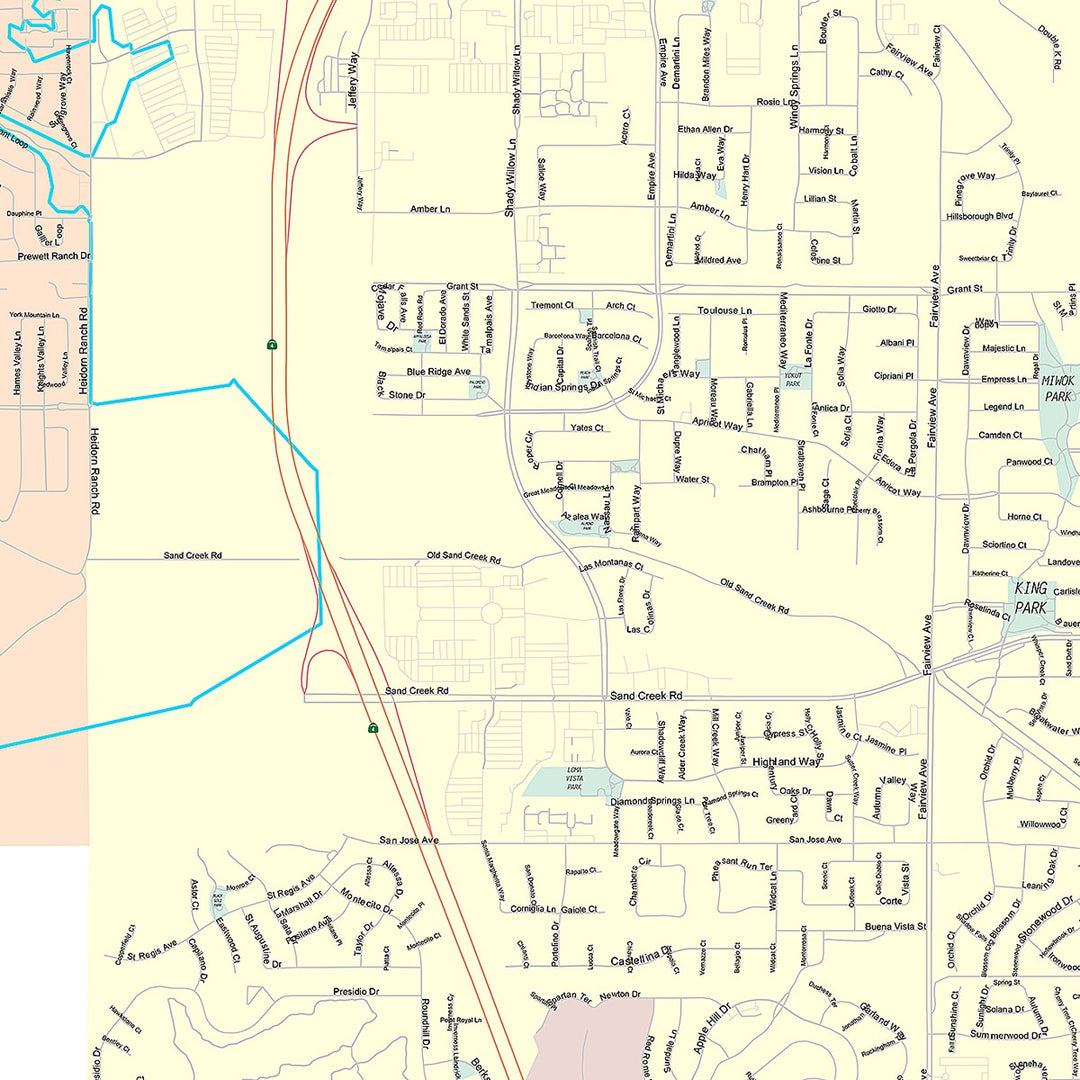 Premium Style Wall Map of Brentwood, CA