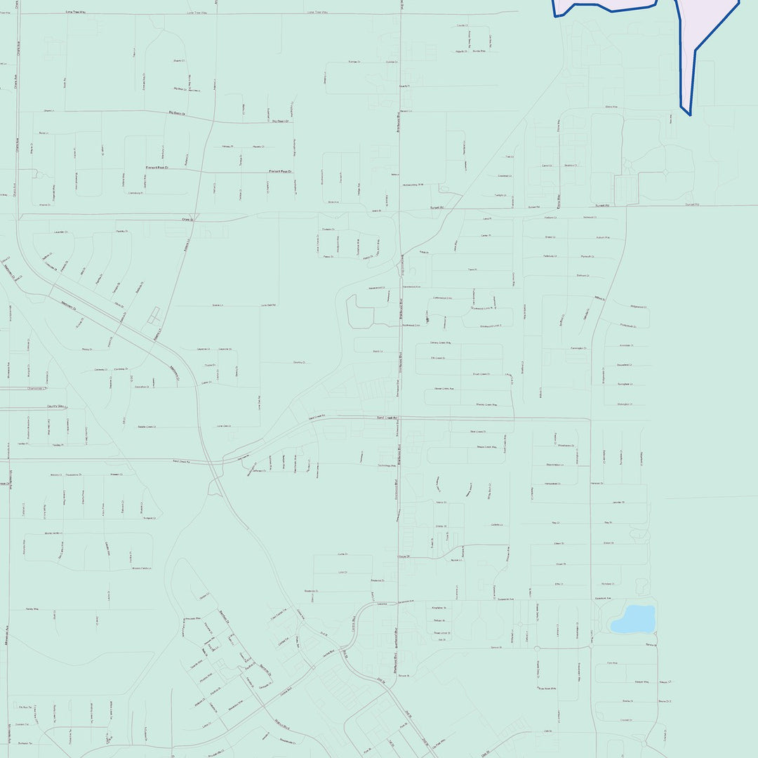 Color Cast Zip Code Style Wall Map of Brentwood, CA