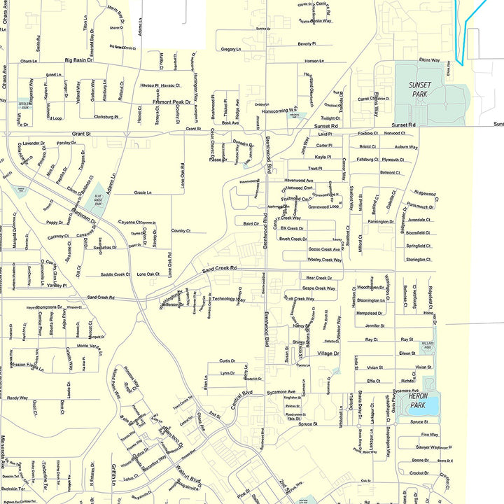 Premium Style Wall Map of Brentwood, CA