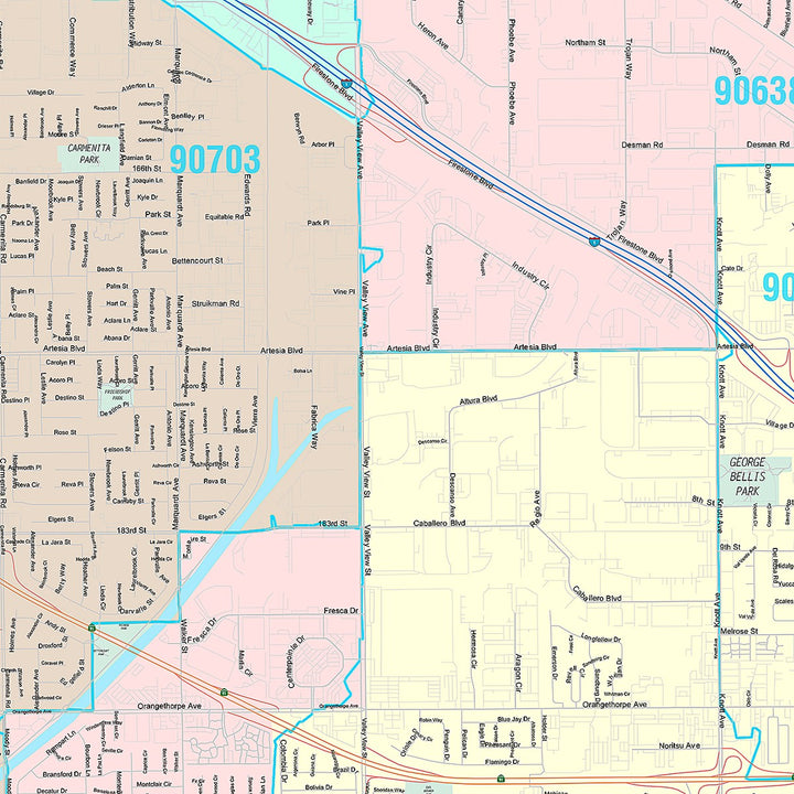 Premium Style Wall Map of Buena Park, CA