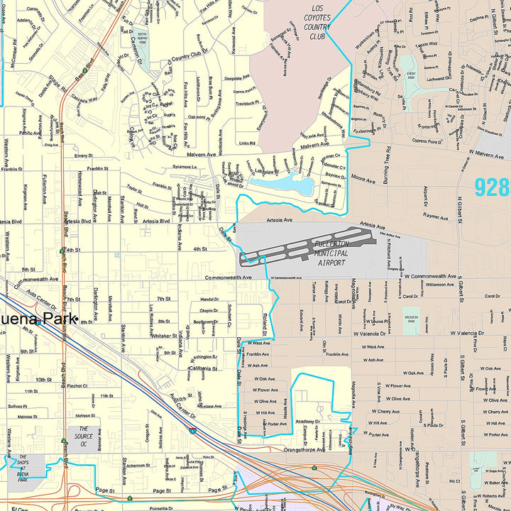 Premium Style Wall Map of Buena Park, CA