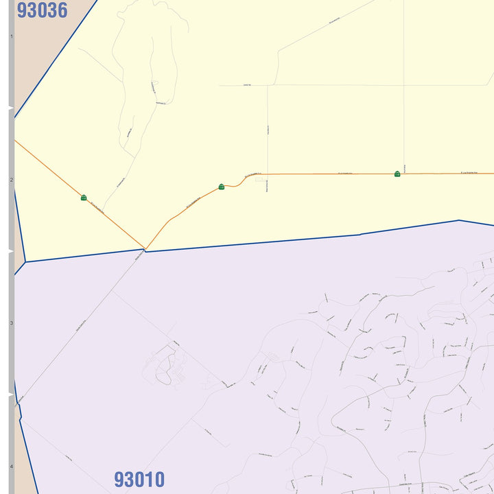 Color Cast Zip Code Style Wall Map of Camarillo, CA