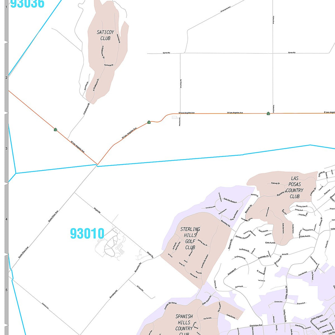 Premium Style Wall Map of Camarillo, CA