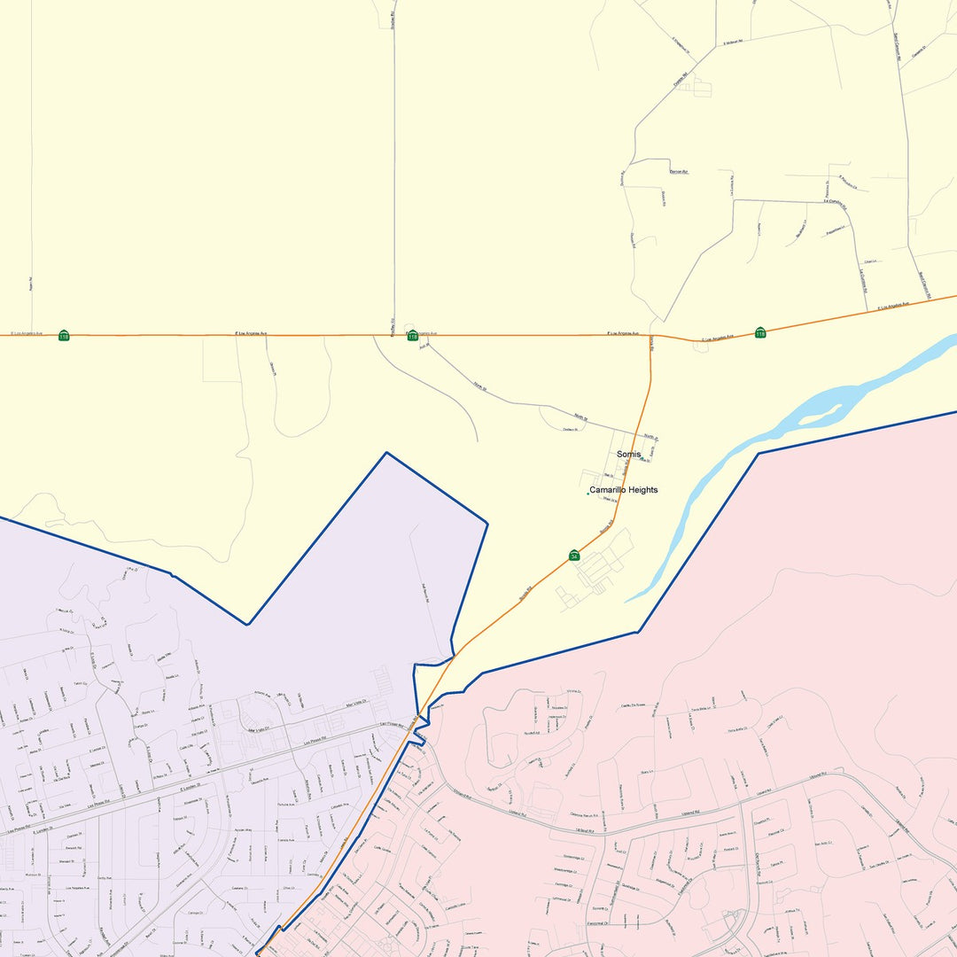 Color Cast Zip Code Style Wall Map of Camarillo, CA