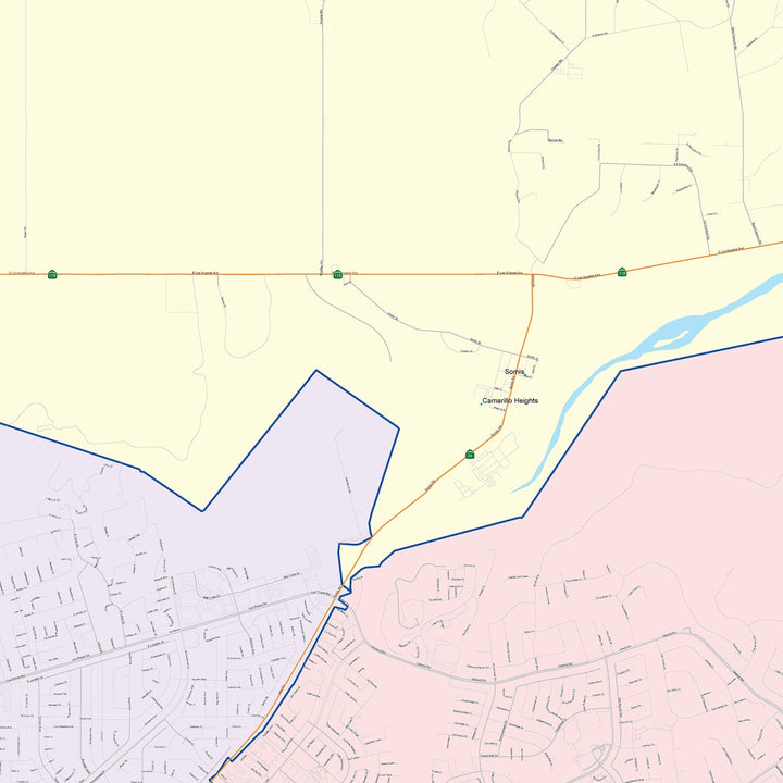 Color Cast Zip Code Style Wall Map of Camarillo, CA