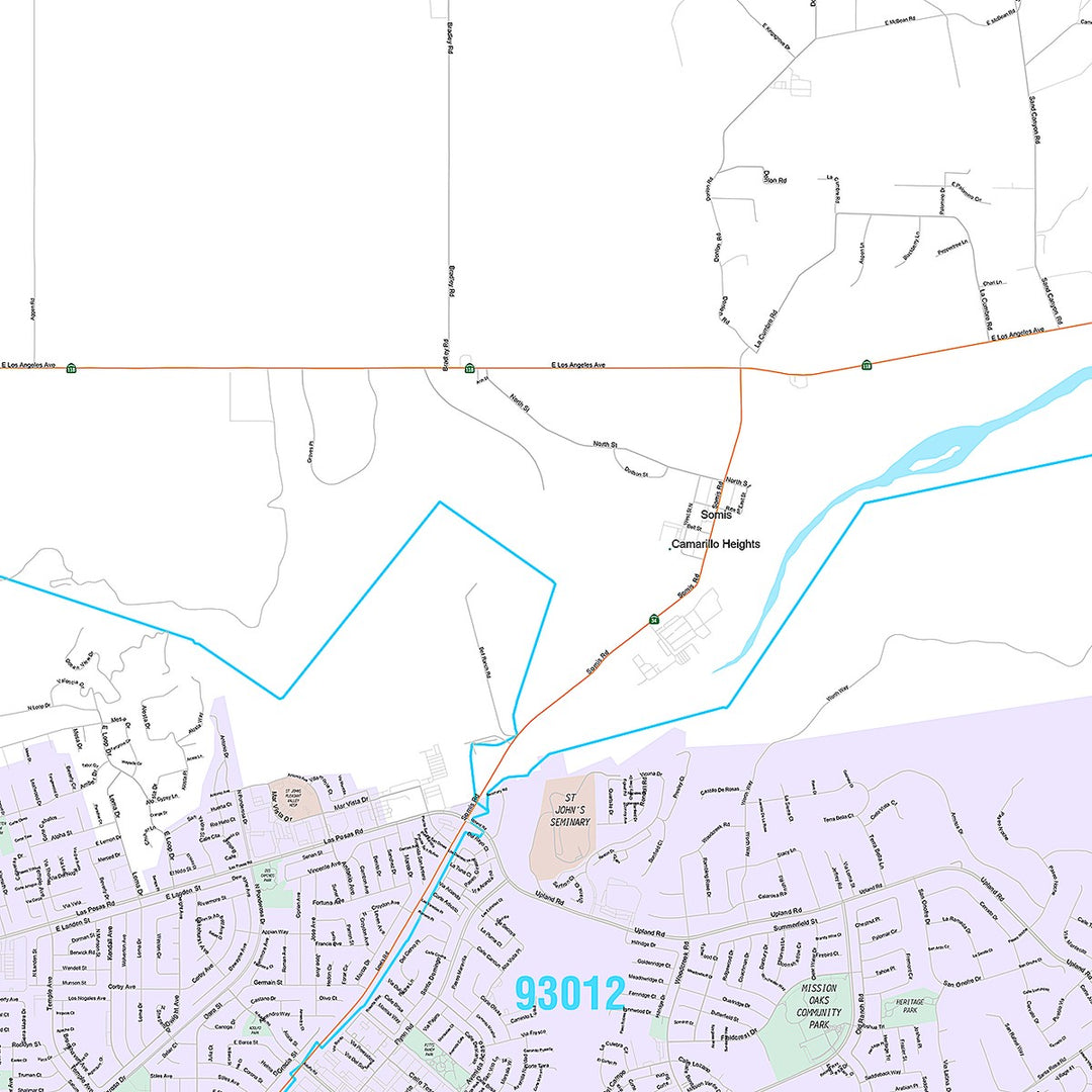 Premium Style Wall Map of Camarillo, CA
