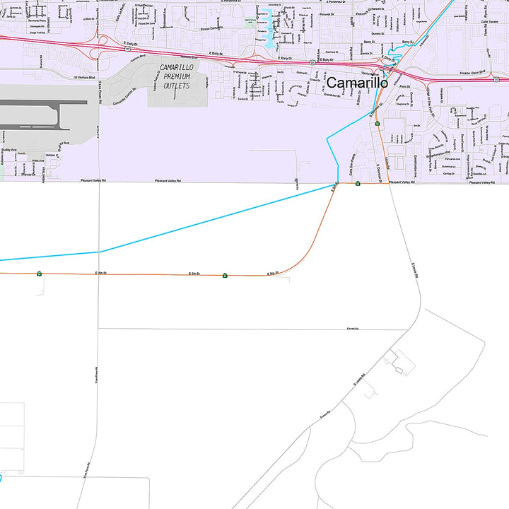 Premium Style Wall Map of Camarillo, CA