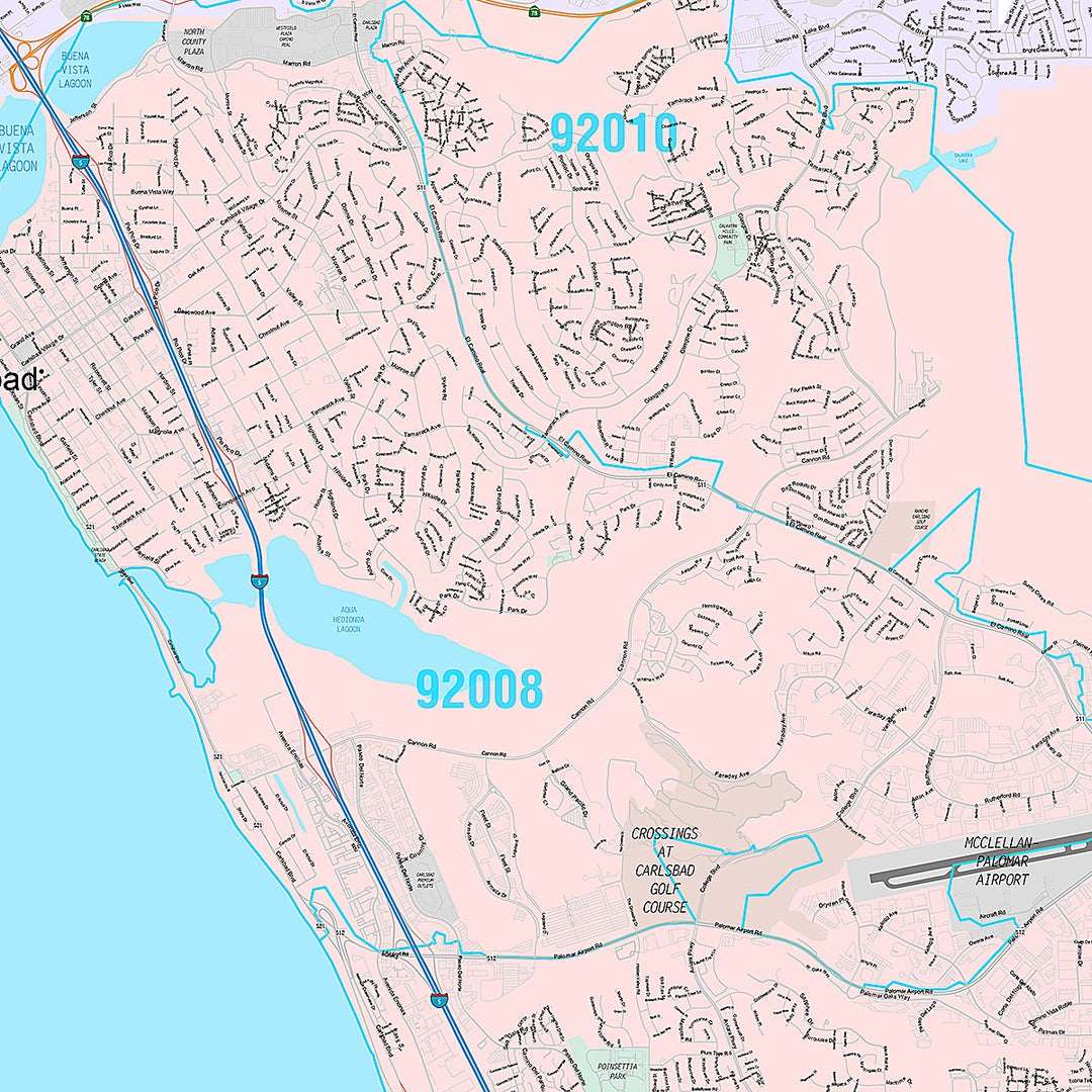 Premium Style Wall Map of Carlsbad, CA