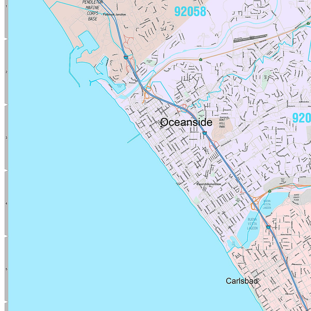 Premium Style Wall Map of Carlsbad, CA