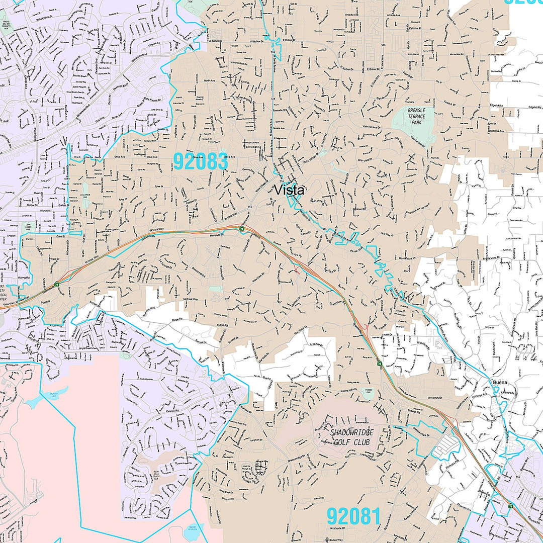 Premium Style Wall Map of Carlsbad, CA