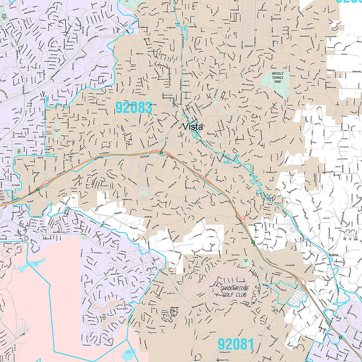 Premium Style Wall Map of Carlsbad, CA