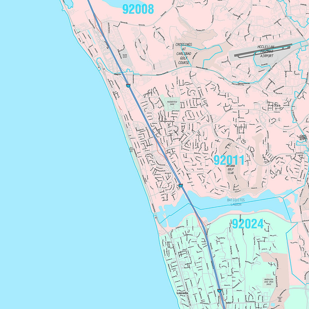 Premium Style Wall Map of Carlsbad, CA