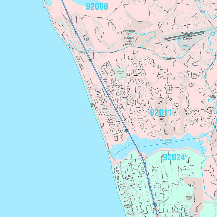Premium Style Wall Map of Carlsbad, CA