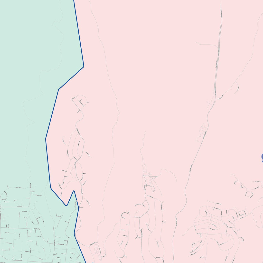 Color Cast Zip Code Style Wall Map of Castro Valley, CA