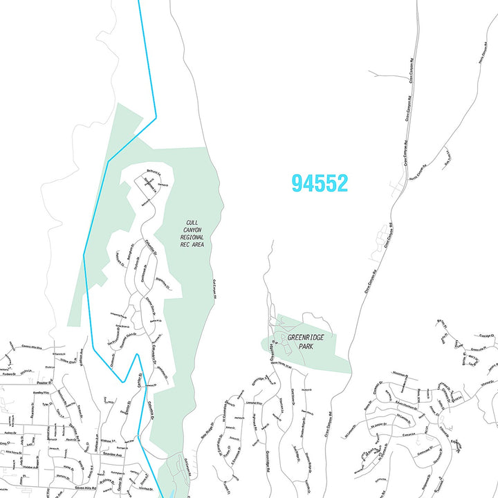 Premium Style Wall Map of Castro Valley, CA